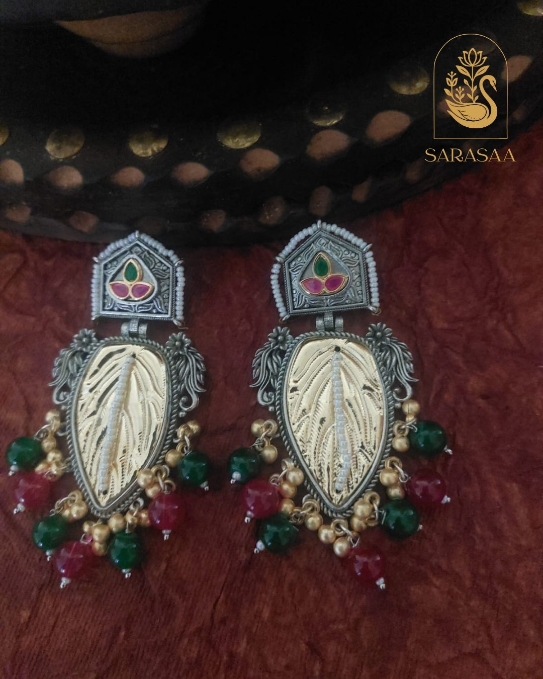 SarasaaFashion Multi color Leaf Earrings - 104