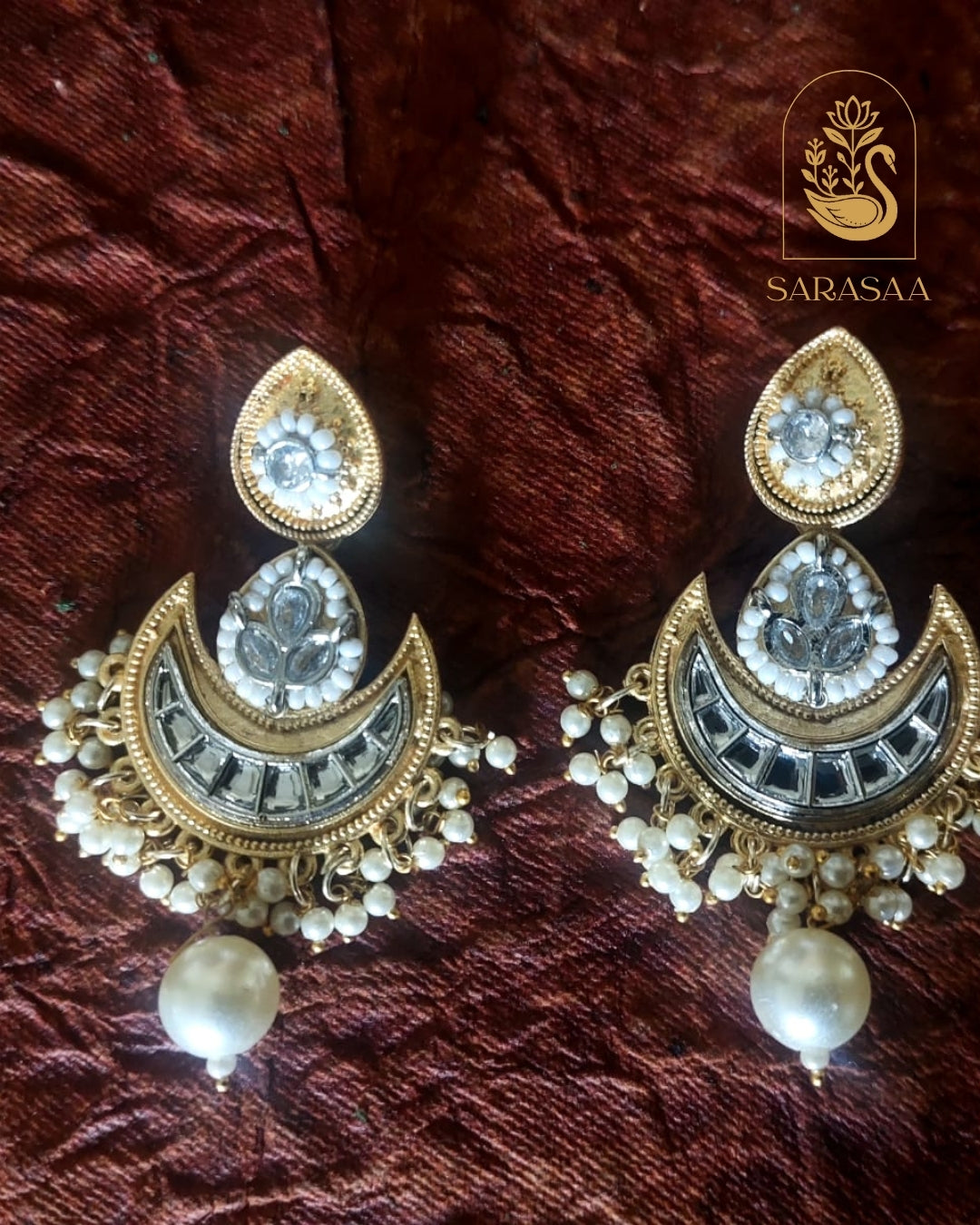 SarasaaFashion Kundan Chandbali Earrings - 101