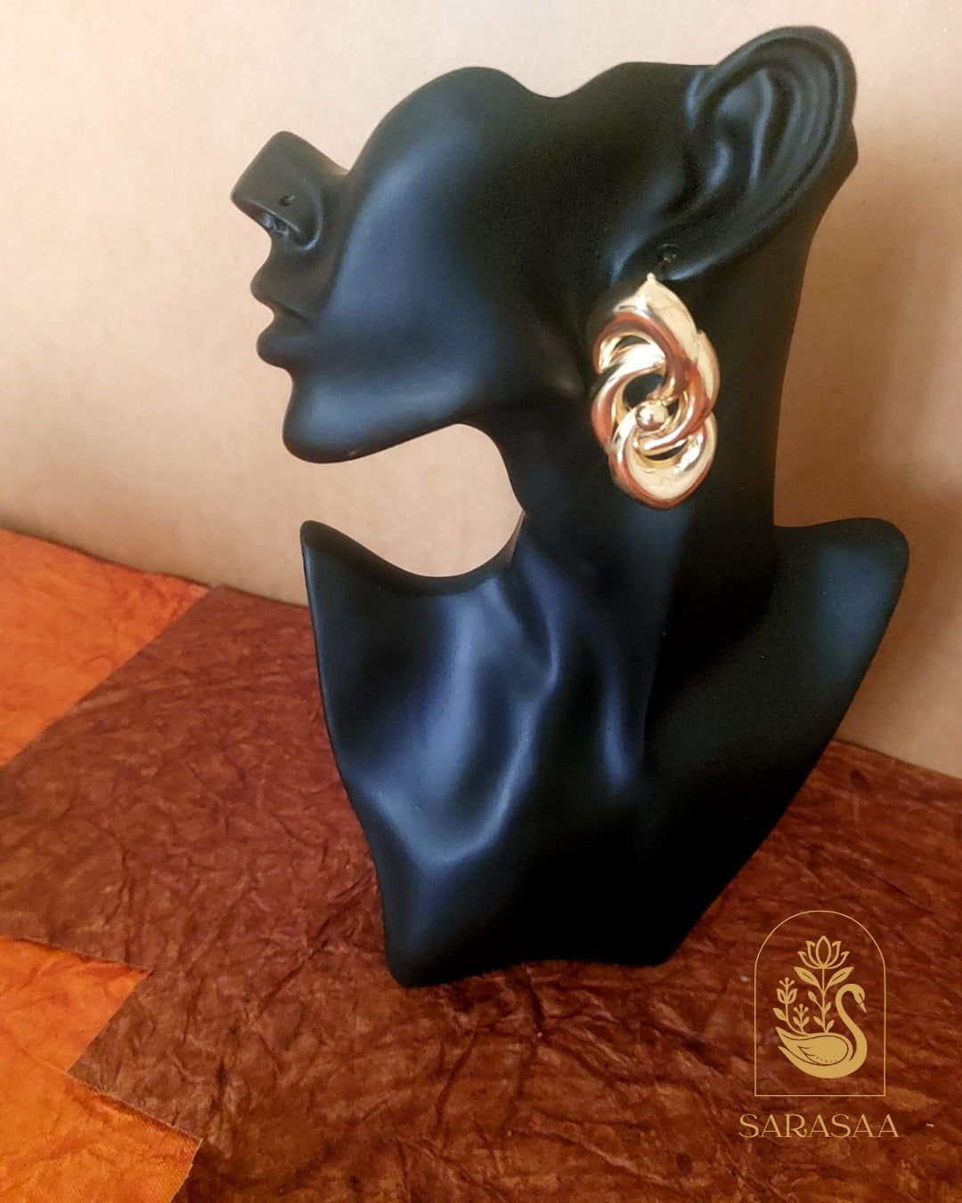 SarasaaFashion 18K Gold Plated Wavy Cloud Hoop Waterproof Anti Tarnish Earring - 129