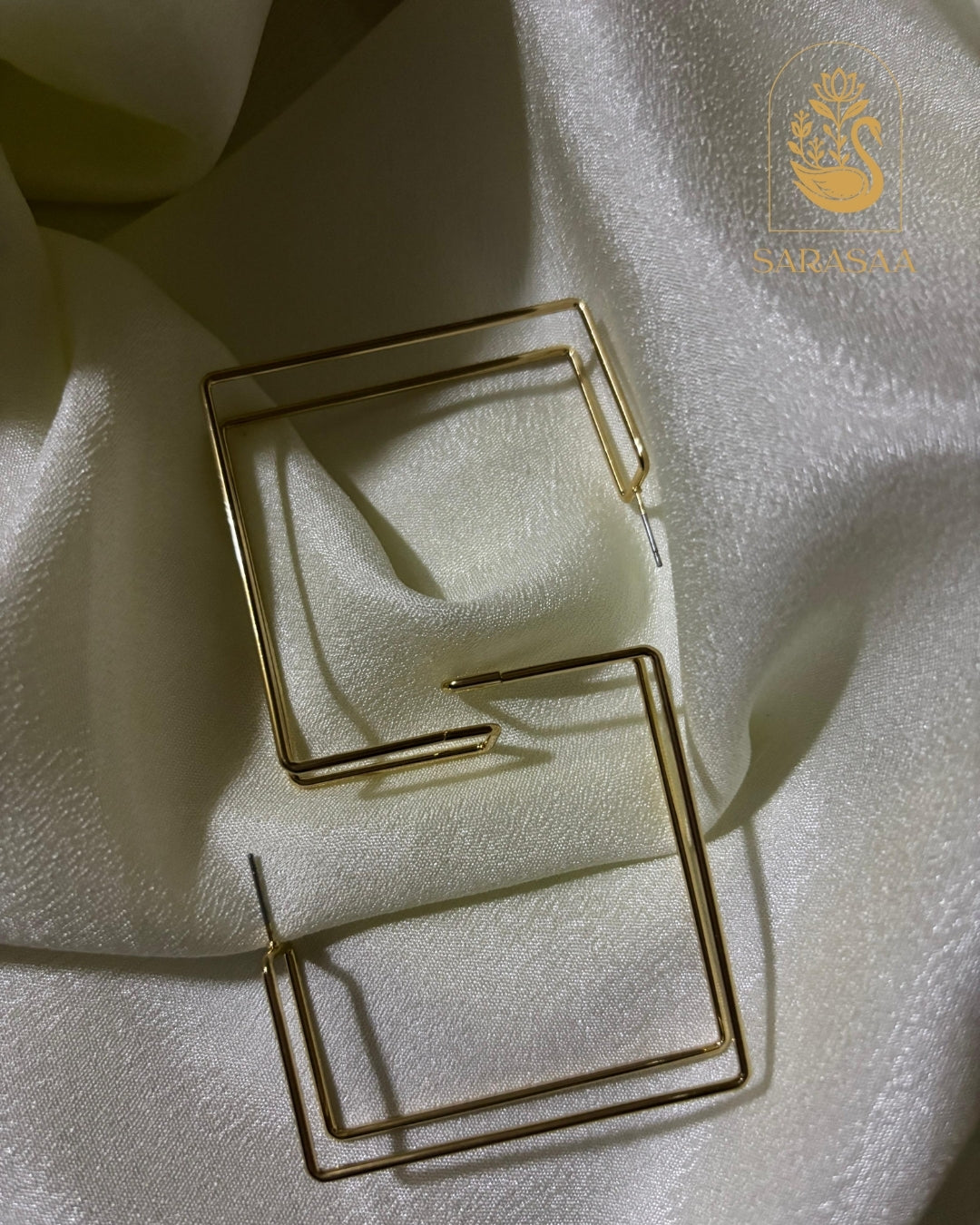 SarasaaFashion 18K Gold Plated Square Hoop Anti Tarnish Earring - 137