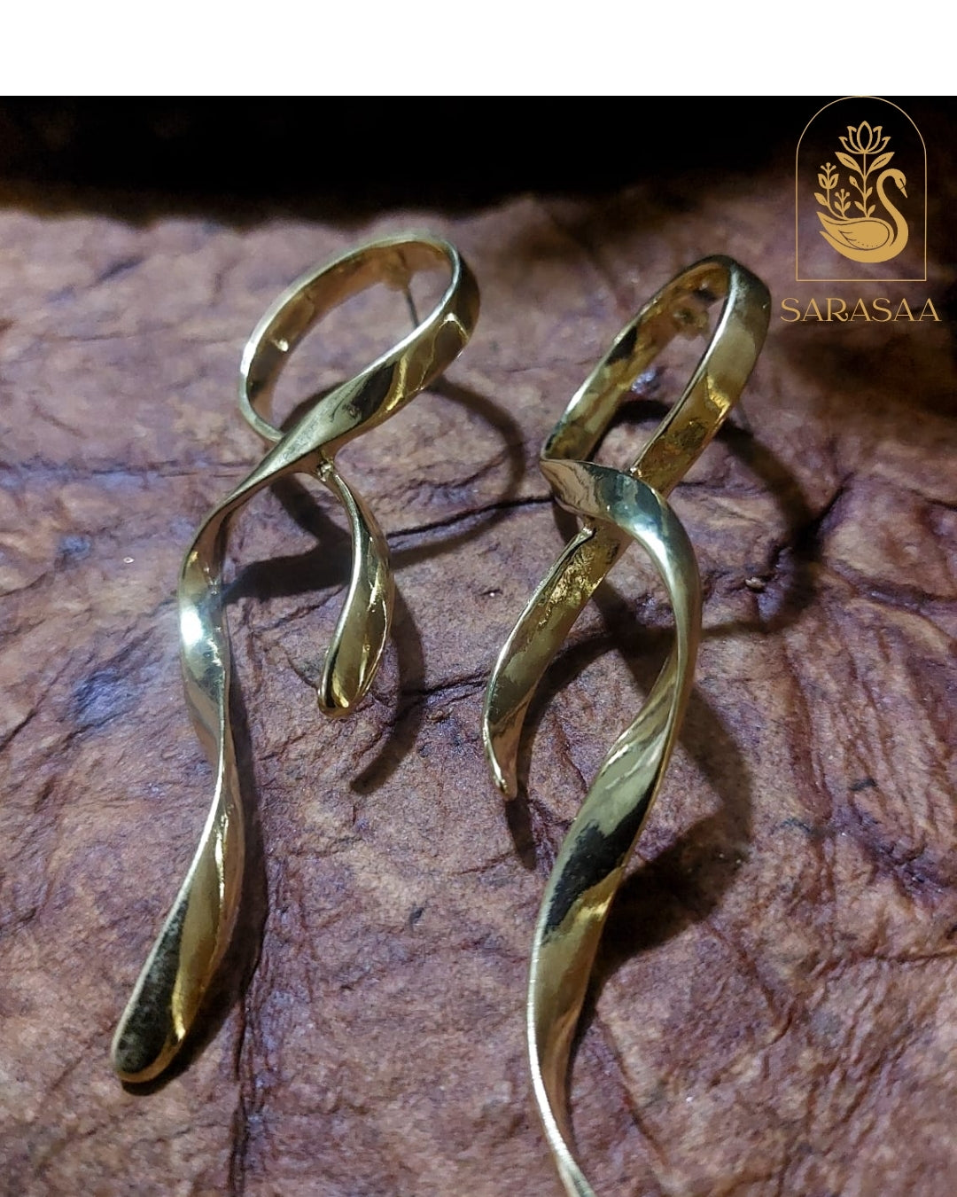 SarasaaFashion 18K Gold Plated Swirl Statement Waterproof Anti Tarnish Earring - 132