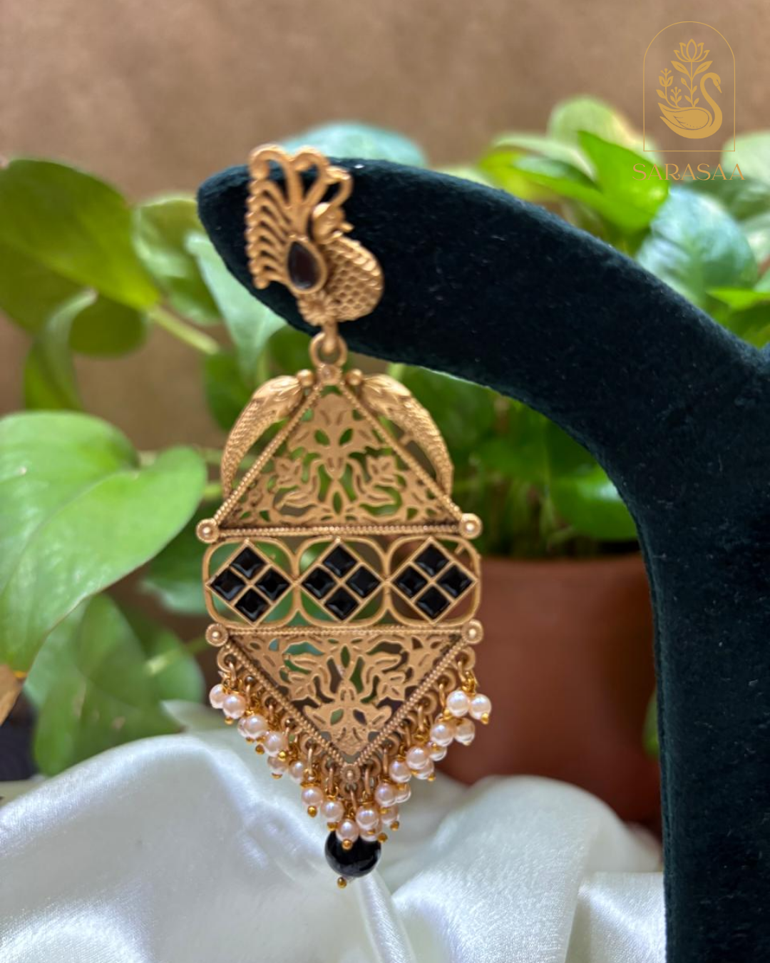 SarasaaFashion Traditional Indian Gold-Toned Dangle Earring - 170