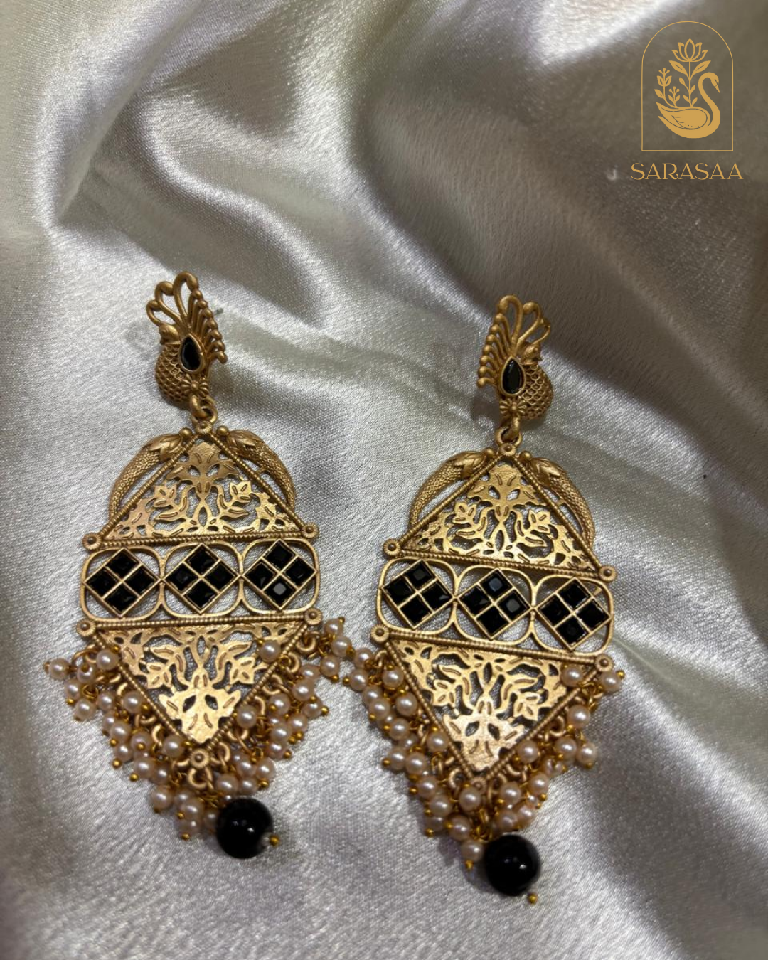 SarasaaFashion Traditional Indian Gold-Toned Dangle Earring - 170