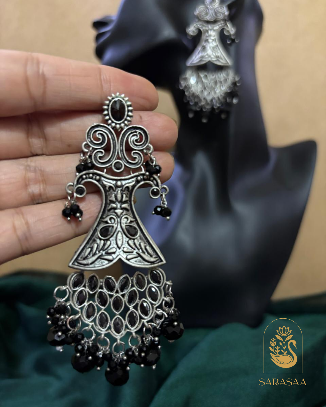 SarasaaFashion Black-toned Brass Earrings - 181