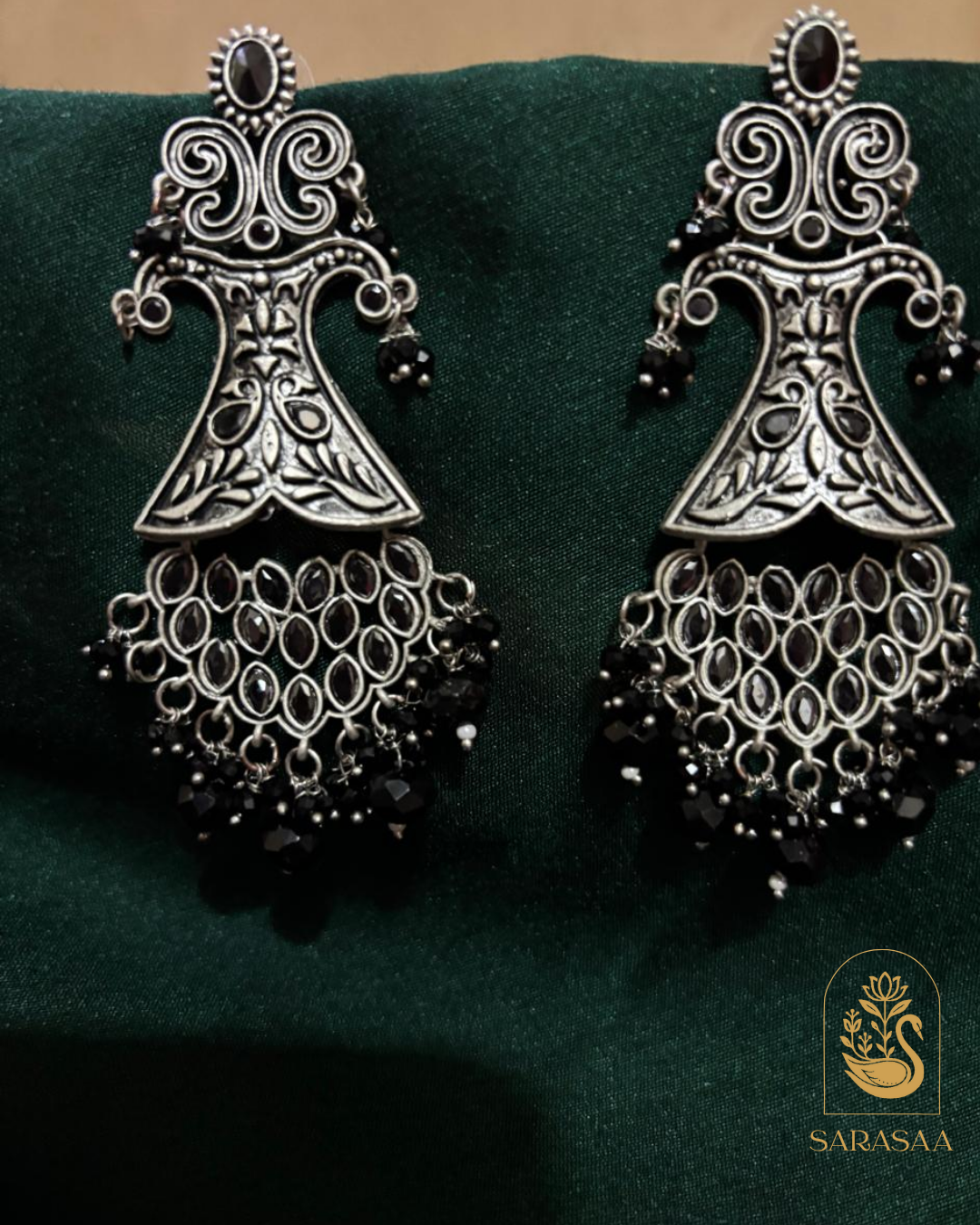 SarasaaFashion Black-toned Brass Earrings - 181