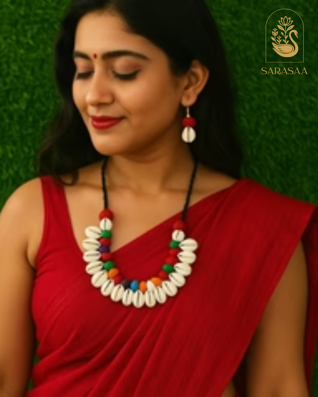 SarasaaFasion Multicolor Threaded Cowrie Necklace Set - 201