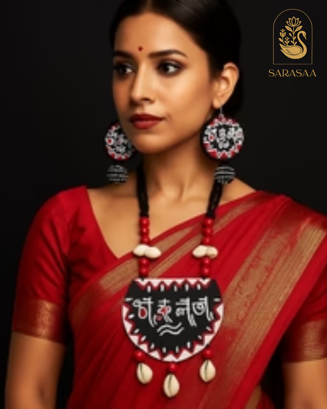SarasaaFasion Handmade "শুভ নববর্ষ" Necklace with Shell Beads - 207