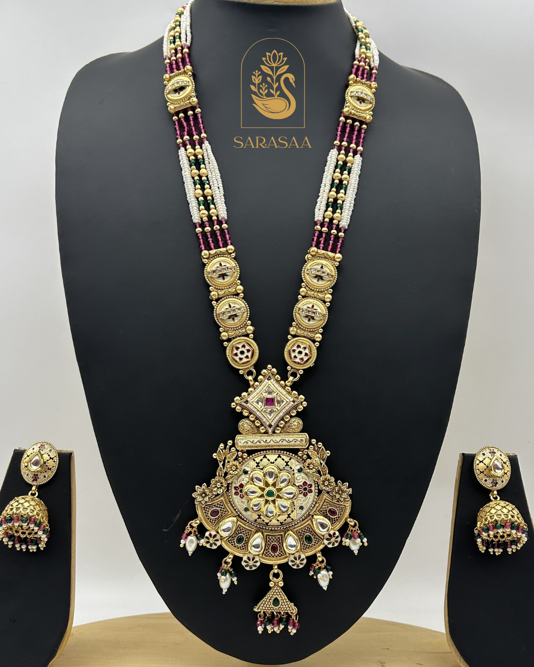 Sarasaa Gold-Plated Long Necklace Set. - 237