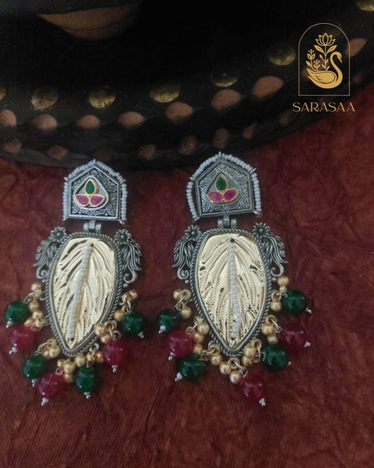 SarasaaFashion Multi color Leaf Earrings  - 104