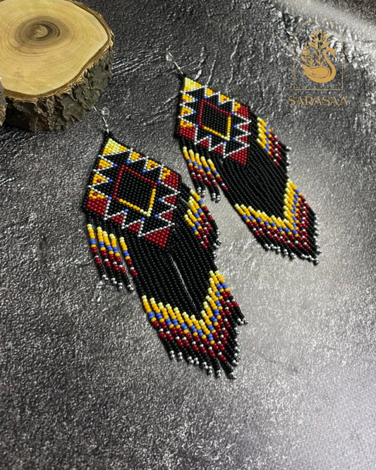 SARASAA Native American Inspired Beaded Fringe Earrings  - 310
