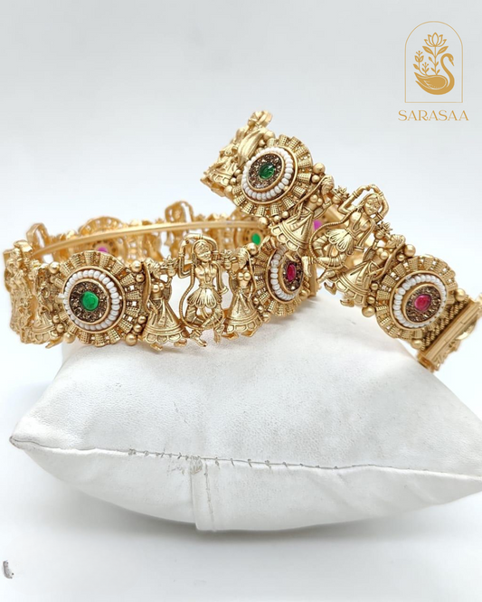 Sarasaa Gold Copper Party Wear Jadau Bangles  - 271