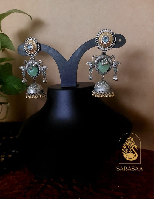 SarasaaFashion Long Dual Tone Plated  Bell-shaped Dome Jhumka Earrings  - 103