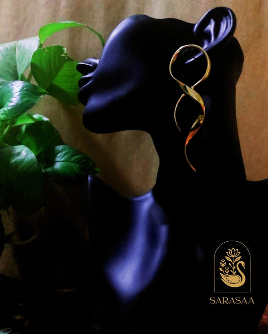 SarasaaFashion 18K Gold Plated Swirl Statement Waterproof Anti Tarnish Earring  - 132