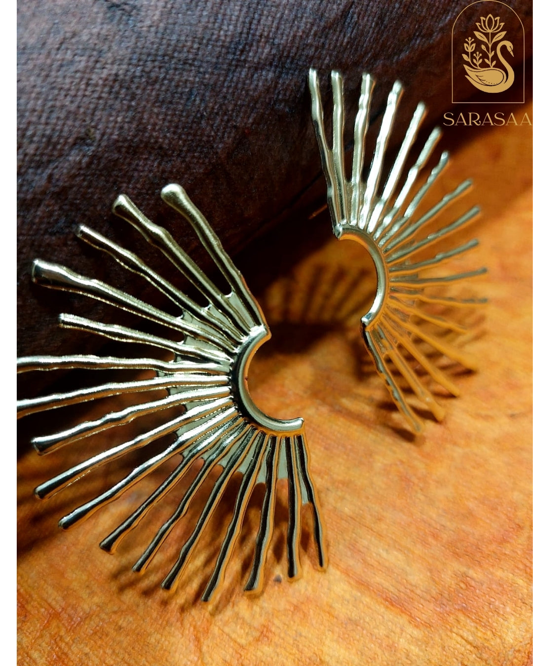 SarasaaFashion 18K Gold Plated Sunburst Spike Waterproof Anti Tarnish Earring  - 131