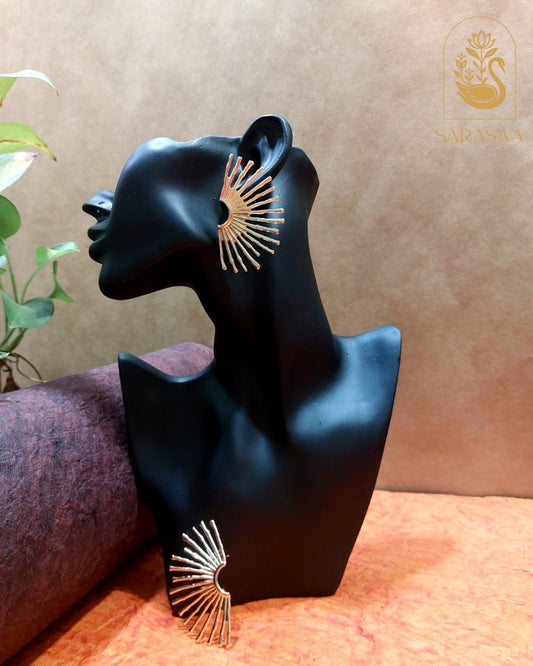 SarasaaFashion 18K Gold Plated Sunburst Spike Waterproof Anti Tarnish Earring  - 131