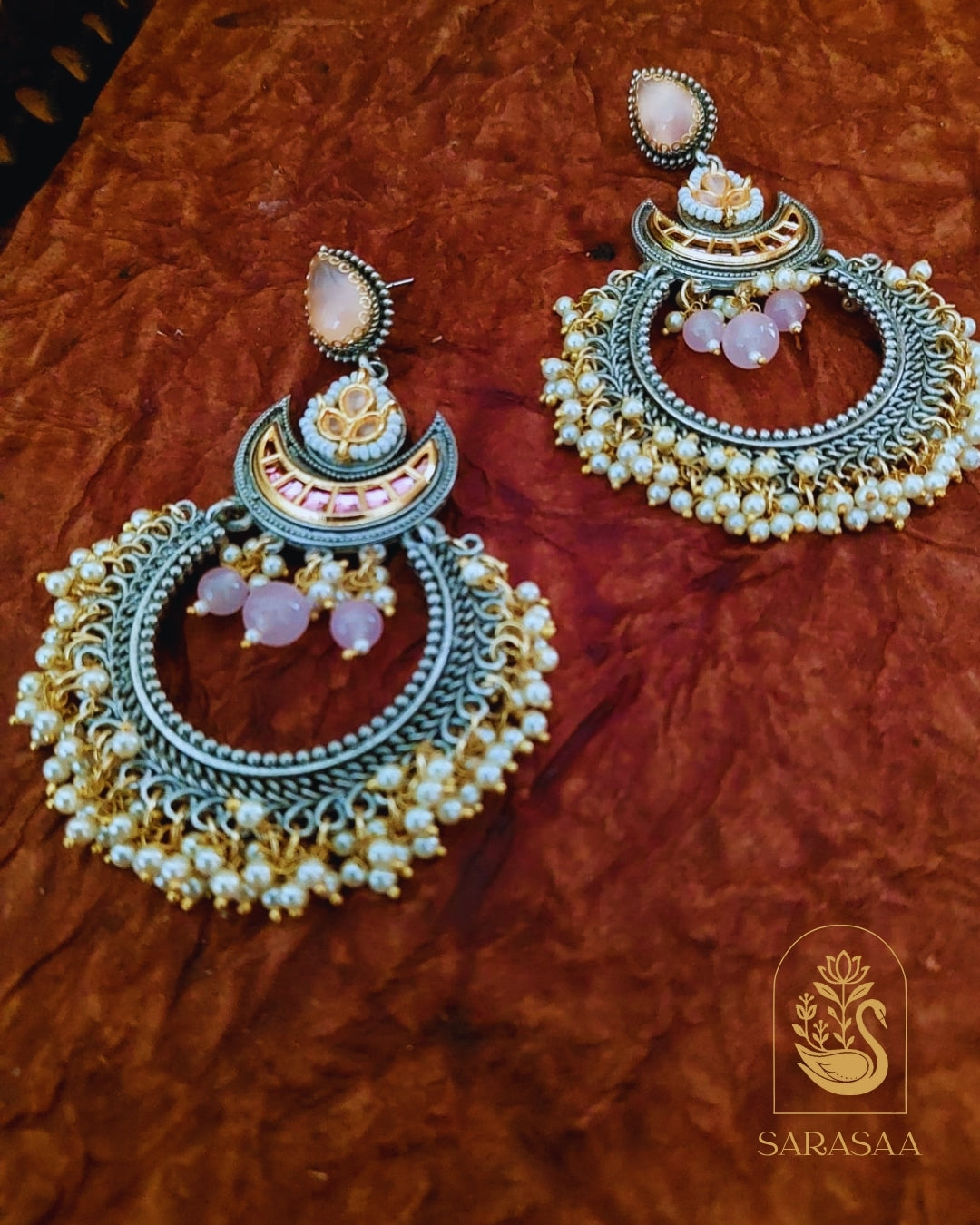 SarasaaFashion Dual Tone Chandbali Dual Tone - Pink - 111