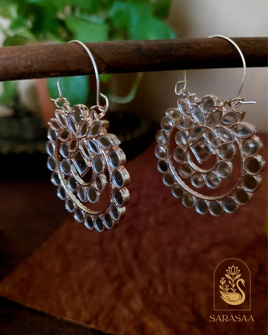 SarasaaFashion Mirror Work Rose Gold Hoop Earrings  - 120