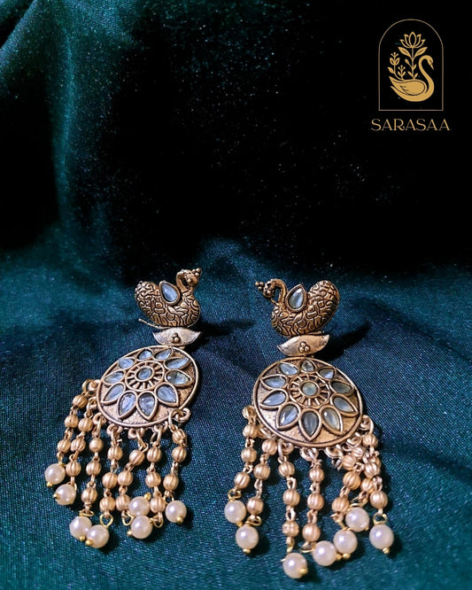 SarasaaFashion Peacock Mint Green Dangler Earrings  - 127