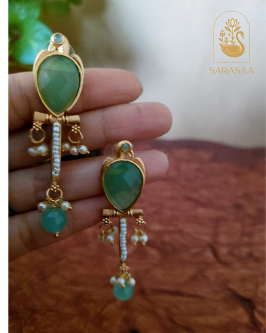 SarasaaFashion Mint Green Monalisa Earrings  - 126