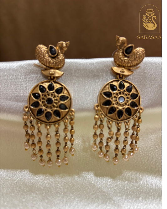 SarasaaFashion Gold Plated Crystal Stone And Pearls Dangler Earrings  - 150