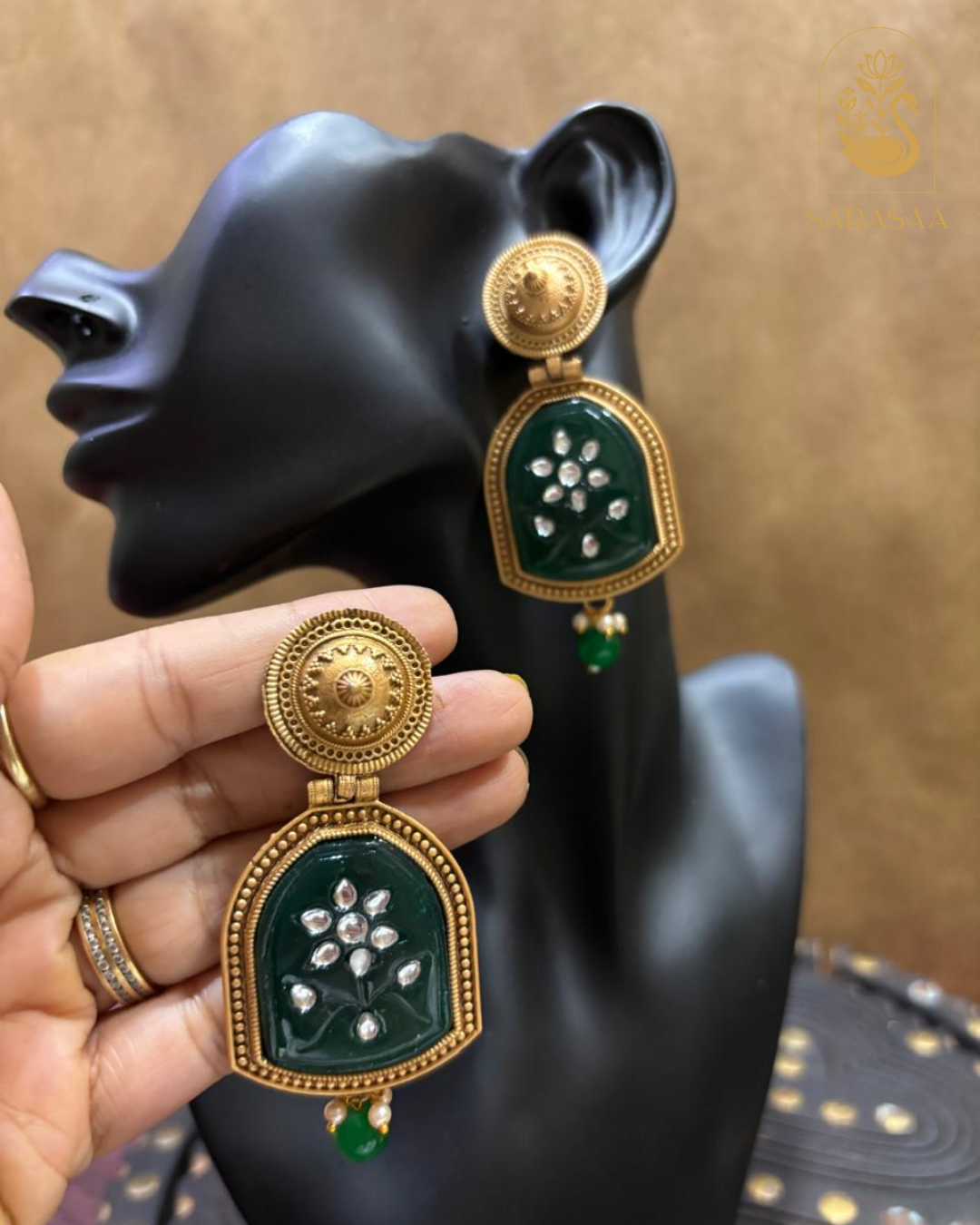 SarasaaFashion Gold-Toned Traditional Dangle Earrings, Masakali Navratri Earrings - 159