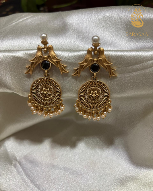 SarasaaFashion Fine Spike Circle With Mirror & Ghungroo Earrings  - 164