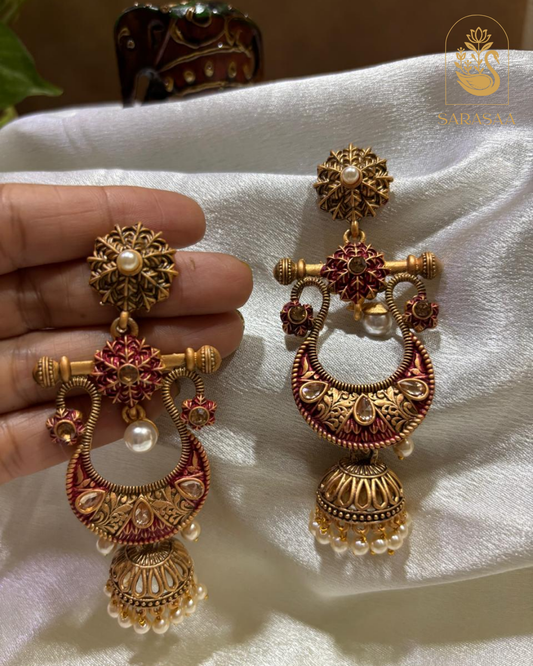 SarasaaFashion Kundan Studded Meenakari Earring - 172