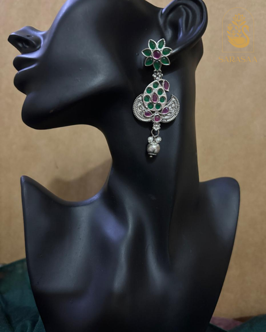 SarasaaFashion Classic Chandbali Oxidized Earrings - 185