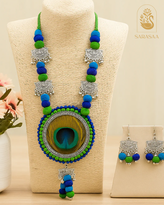SarasaaFashion  Peacock Glory Multicolor Thread Necklace - 190