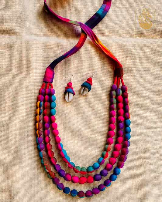 SarasaaFasion Colorful Shell Bead Necklace Set (Multicolor) - 204