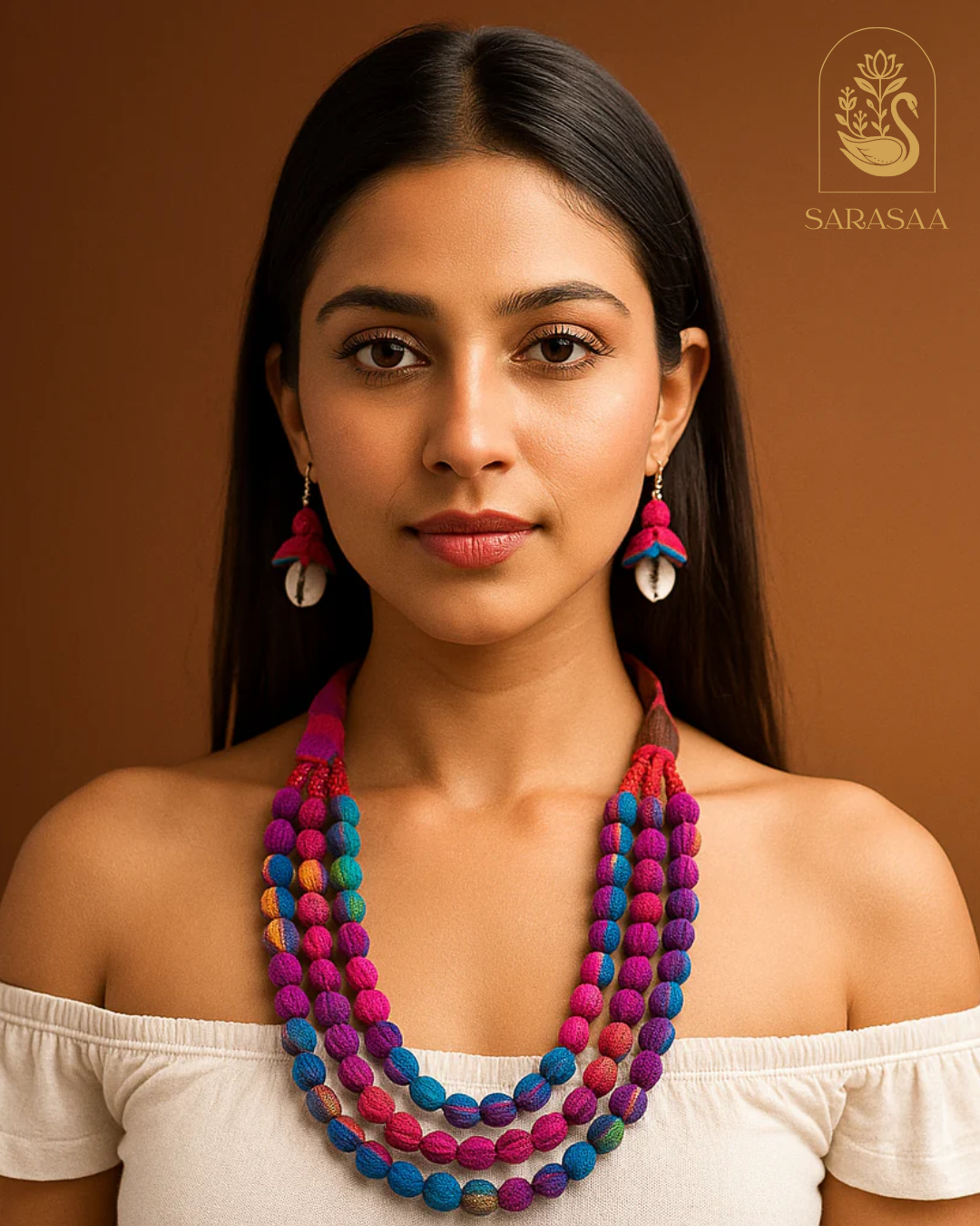 SarasaaFasion Colorful Shell Bead Necklace Set (Multicolor) - 204