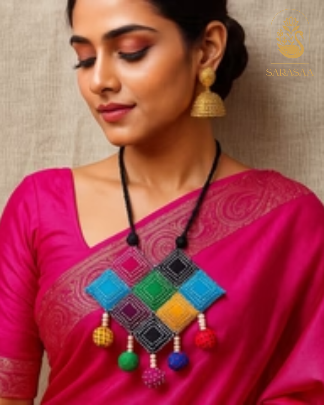 SarasaaFasion Multicolor Patchwork Handmade Necklace - 205