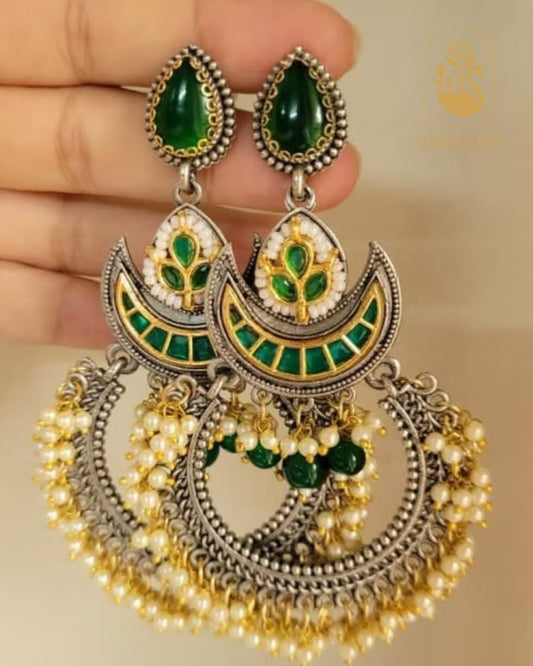SarasaaFashion Dual Tone Chandbali Dual Tone - Green  - 112