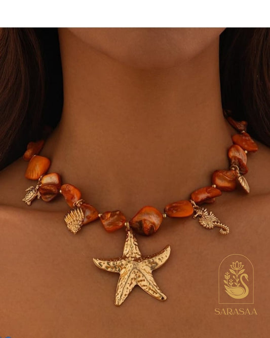 SarasaaFashion Starfish Corals Summer Necklace  - 141
