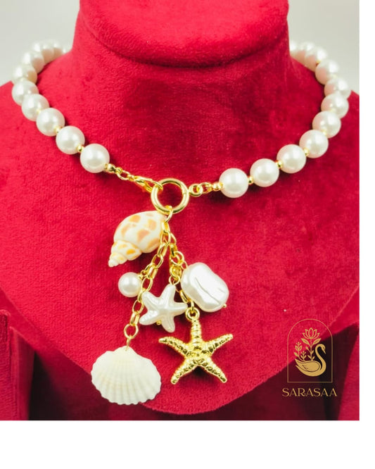 SarasaaFashion Starfish & Shell Charm Necklace  - 139