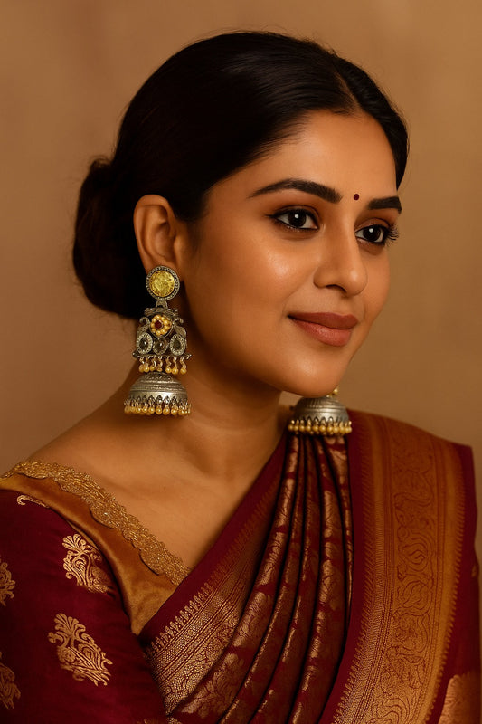 SarasaaFashion Priyaasi Dual Plated Jhumka  - 105